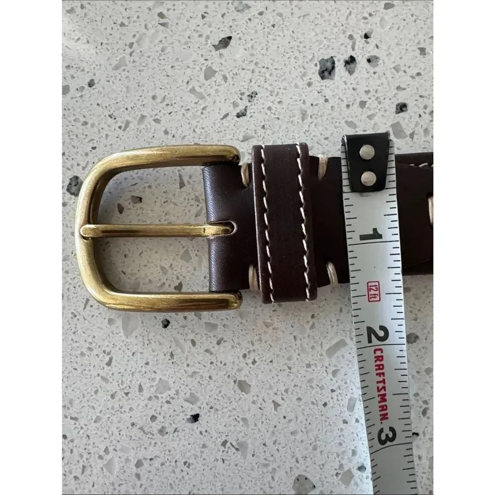 L.L. BEAN Genuine Leather Brown Belt Solid Brass Buckle Classic Men’s Size 40